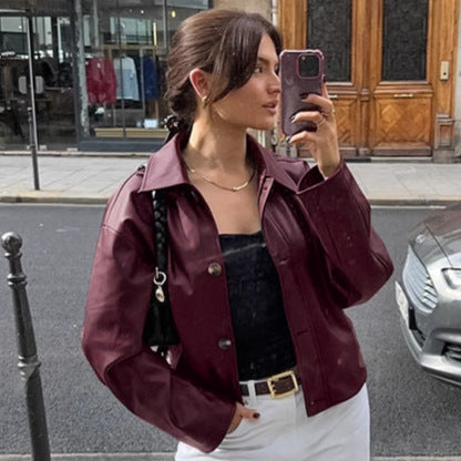 Damen Kunstlederjacke im modischen Oversized-Schnitt R&B