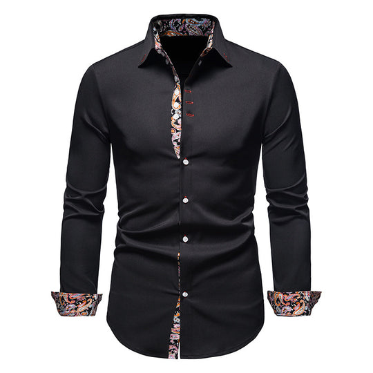 Herren elegantes Langarmhemd mit auffälligem Paisley-Muster R&B