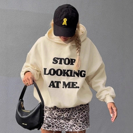 Damen lässiger Kapuzenpullover mit auffälligem Schriftzug R&B