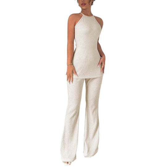 Damen Strick-Set mit weiter Hose und minimalistischen Design R&B