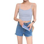Damen Cropped Top mit schmalen Trägern und elastischem Schnitt
