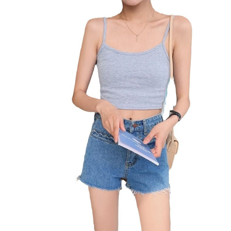 Damen Cropped Top mit schmalen Trägern und elastischem Schnitt