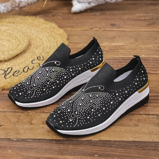Damen Slip-On Sneakers mit funkelnden Strassdetails R&B