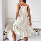 Frauen Verstellbares Spaghettiträger Rüschkleid R&B