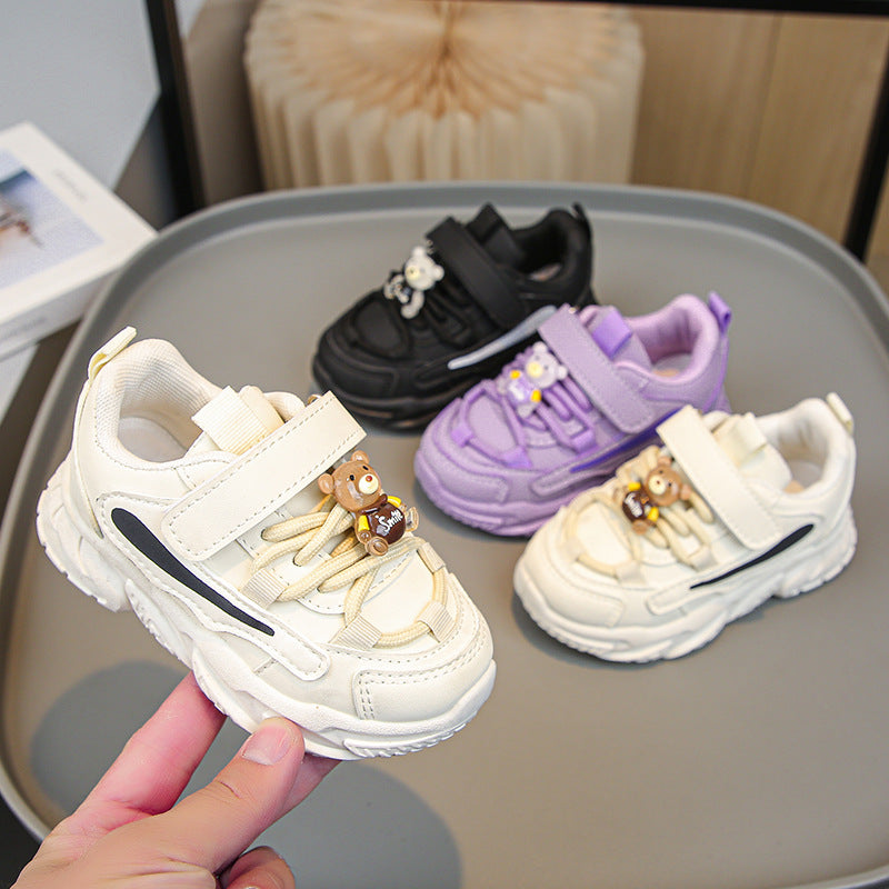 Damen Sportliche Kinder Sneakers mit praktischem Klettverschluss und tierischen Applikationen
