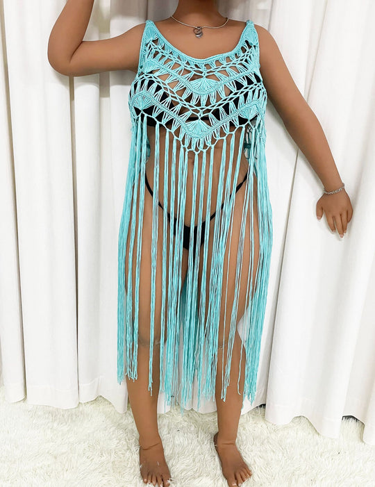 Damen Strandponcho mit Fransen R&B