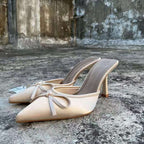 Damen elegante Slingback-Pumps mit feiner Schleifenverzierung R&B