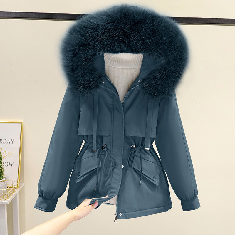 Damen Winterjacke mit funktionalem Reißverschluss und abnehmbarem Kunstpelzkragen R&B