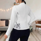 Damen elegante Blazerjacke mit Spitze und modernem Schnitt R&B