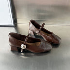 Damen elegante Pumps mit modischem Riemen und bequemer Blockabsatz R&B