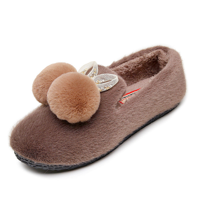 Damen Kuschelige Hausschuhe mit dekorativem Pom-Pom und Blattdesign