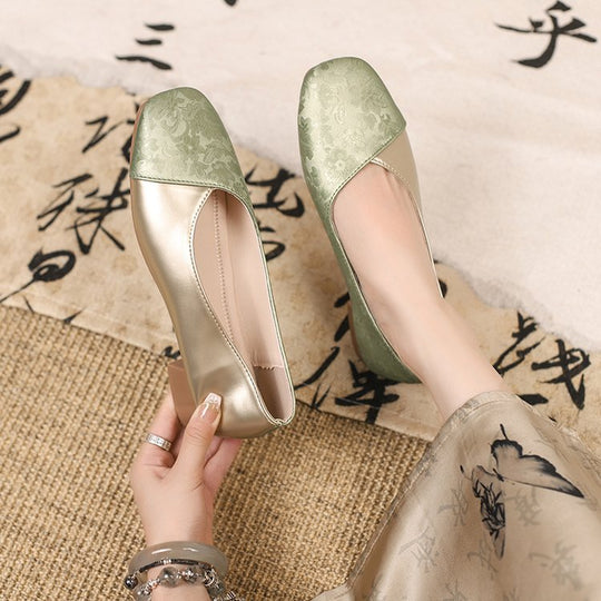Damen elegante Ballerinas mit floralem Design und komfortablem Fußbett R&B