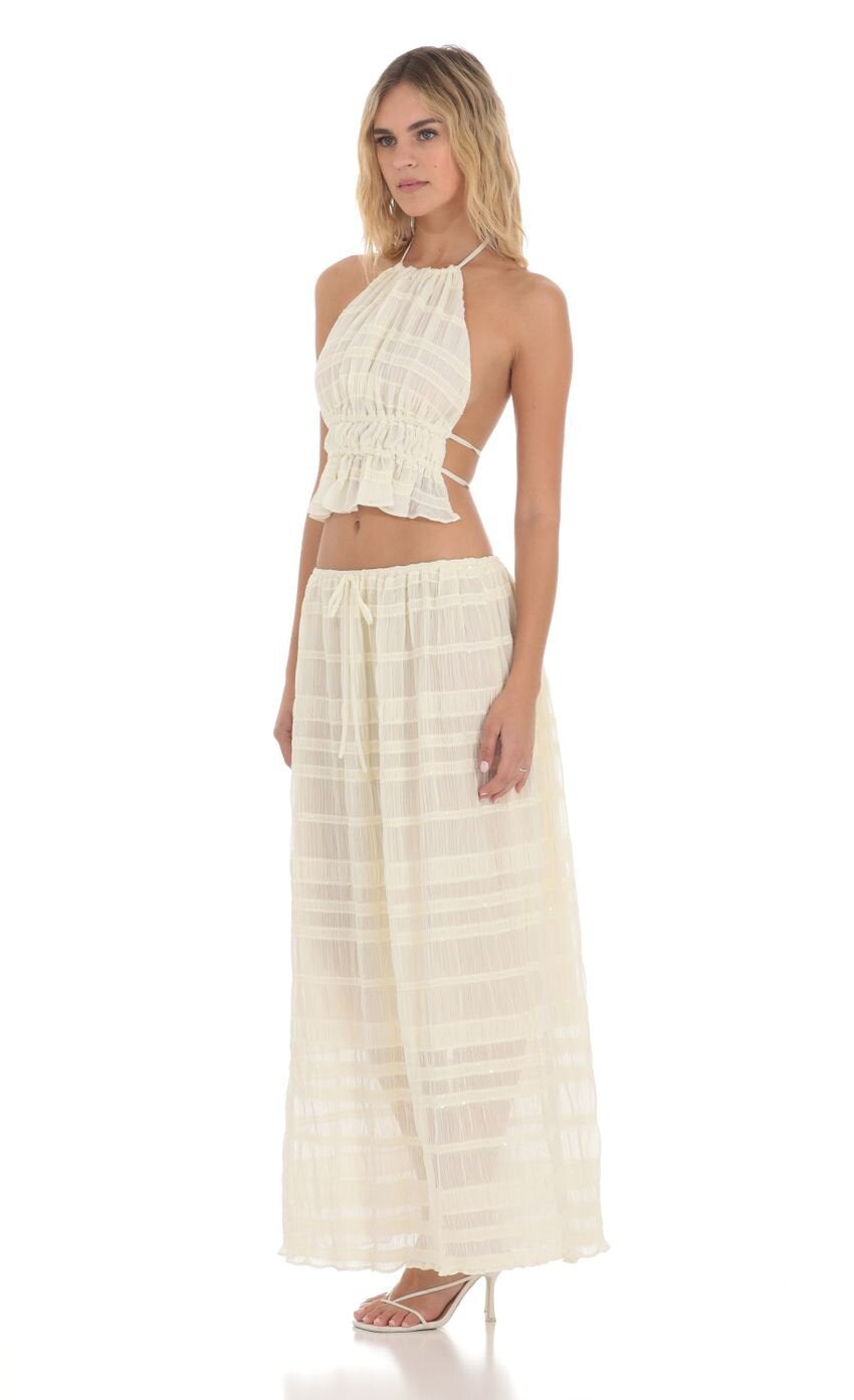 Damen ärmelloses Boho-Crop-Top mit elastischer Taillenraffung und plissierten Details R&B