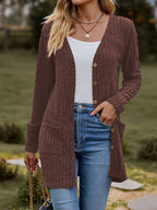 Damen Langstrickjacke mit strukturiertem Obermaterial und praktischen Taschen R&B