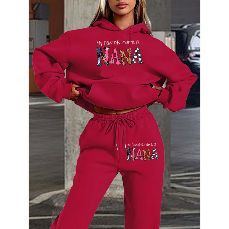 Damen Jogginganzug mit kreativem Schriftzug und bequemer Passform R&B
