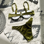 Damen Triangel-Bikini mit verstellbaren Trägern und floralem Detail R&B