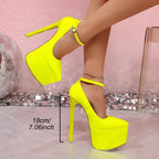 Damen Plateau High Heel Pumps mit verstellbarem Knöchelriemen R&B