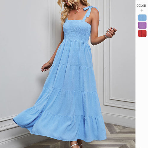 Damen Maxikleid mit zartem Smock-Oberteil und verstellbaren Trägern R&B