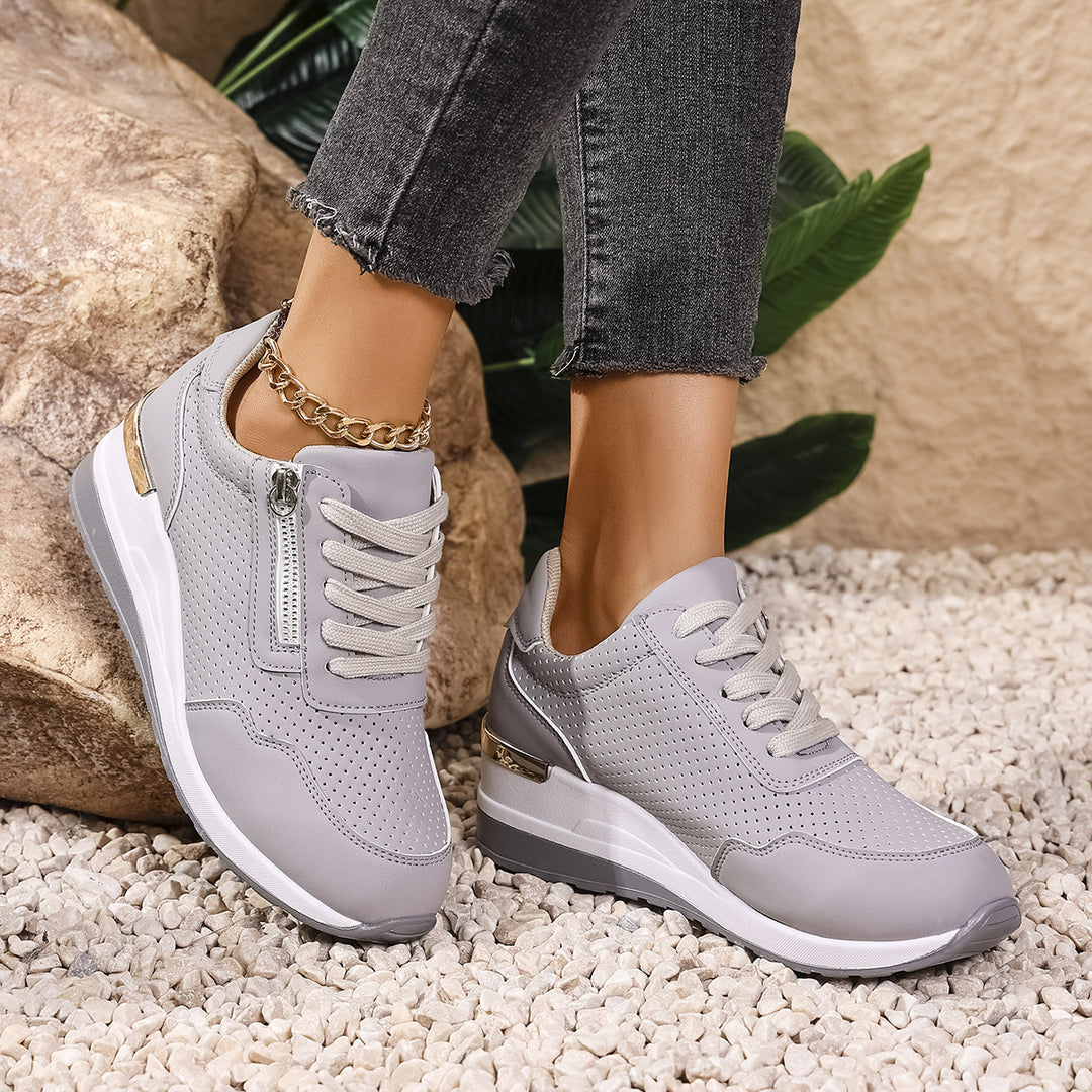 Damen Komfortable Sneaker mit dekorativen Reißverschluss R&B