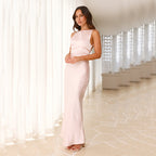 Damen Elegantes Bodenkleid mit schmalem Schnitt und glänzendem Stoff R&B