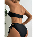 Damen Bandeau-Bikini mit raffiniertem Knotendesign und hohem Beinausschnitt R&B