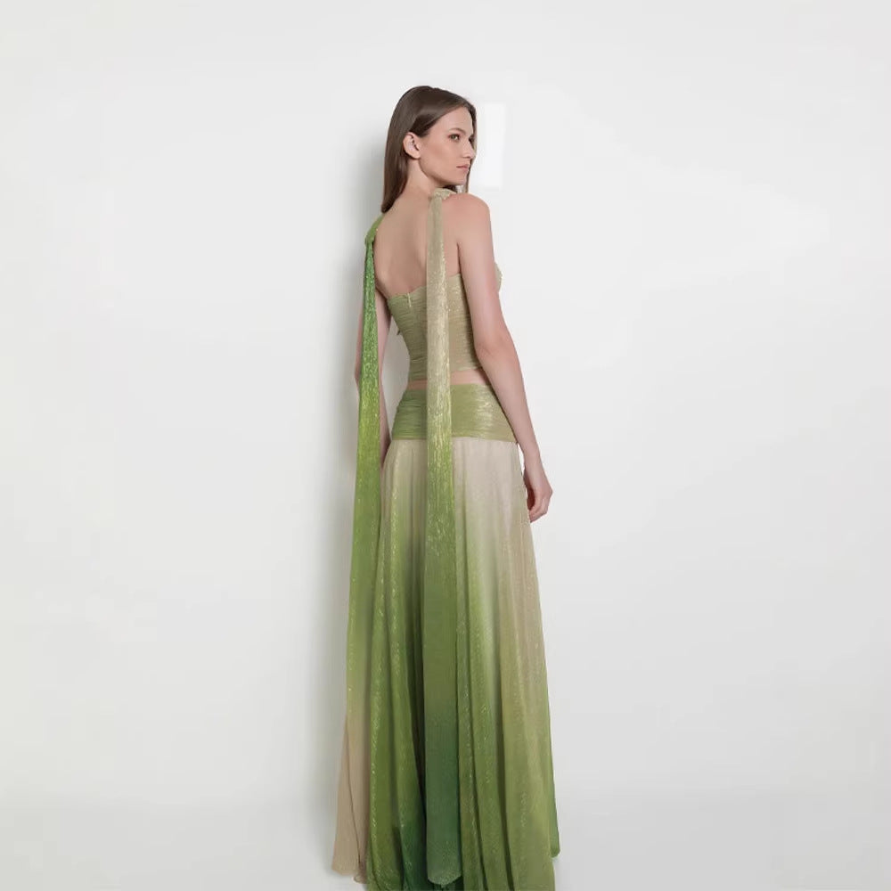 Damen Maxikleid mit fließendem Rock und eleganten Trägern R&B