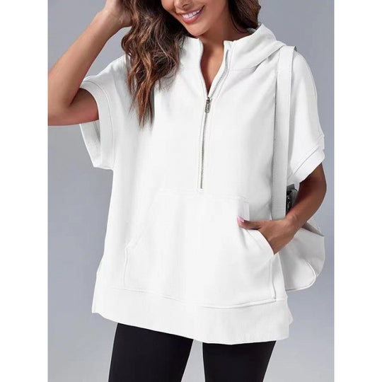 Damen Lässiger Kapuzenpullover mit Reißverschluss und praktischen Taschen R&B
