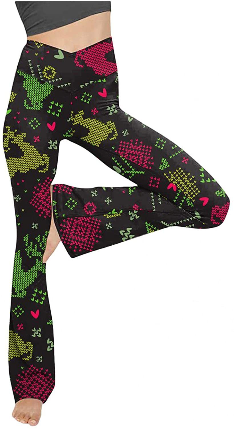 Damen Bootcut Yoga-Hose aus elastischem Material mit hohem Bund R&B