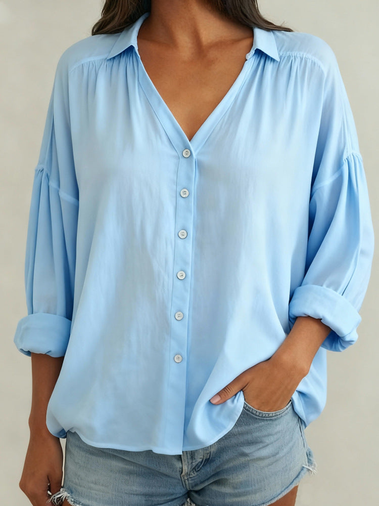 Damen Bluse mit lässigem Schnitt und Knopfdetails R&B