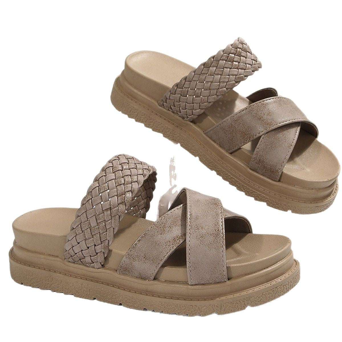 Damen Komfortable Crossover-Sandalen mit geflochtenem Obermaterial und rutschfester Sohle R&B