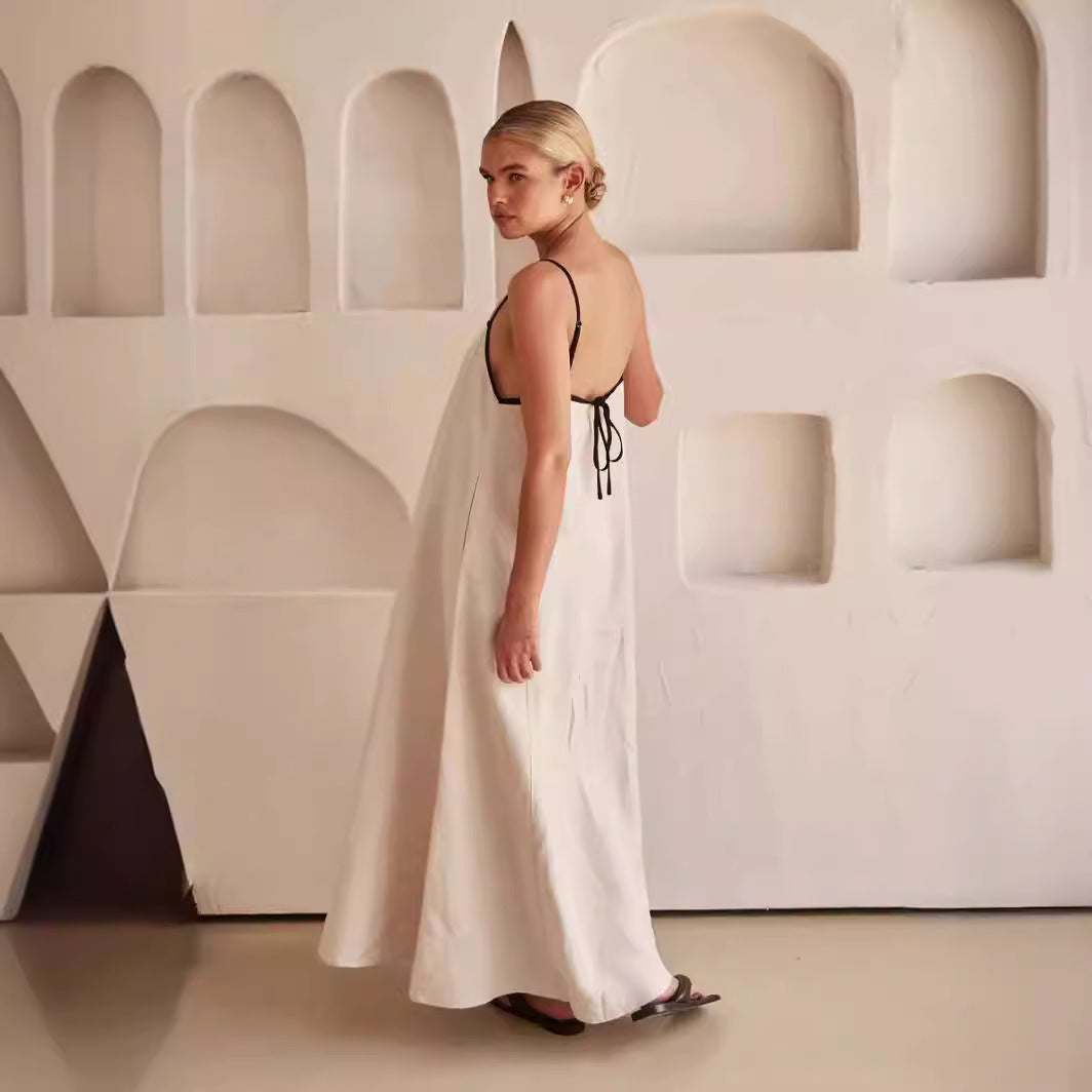 Damen luftiges Maxikleid mit feinen Trägern und sorgenlosem Schnitt R&B
