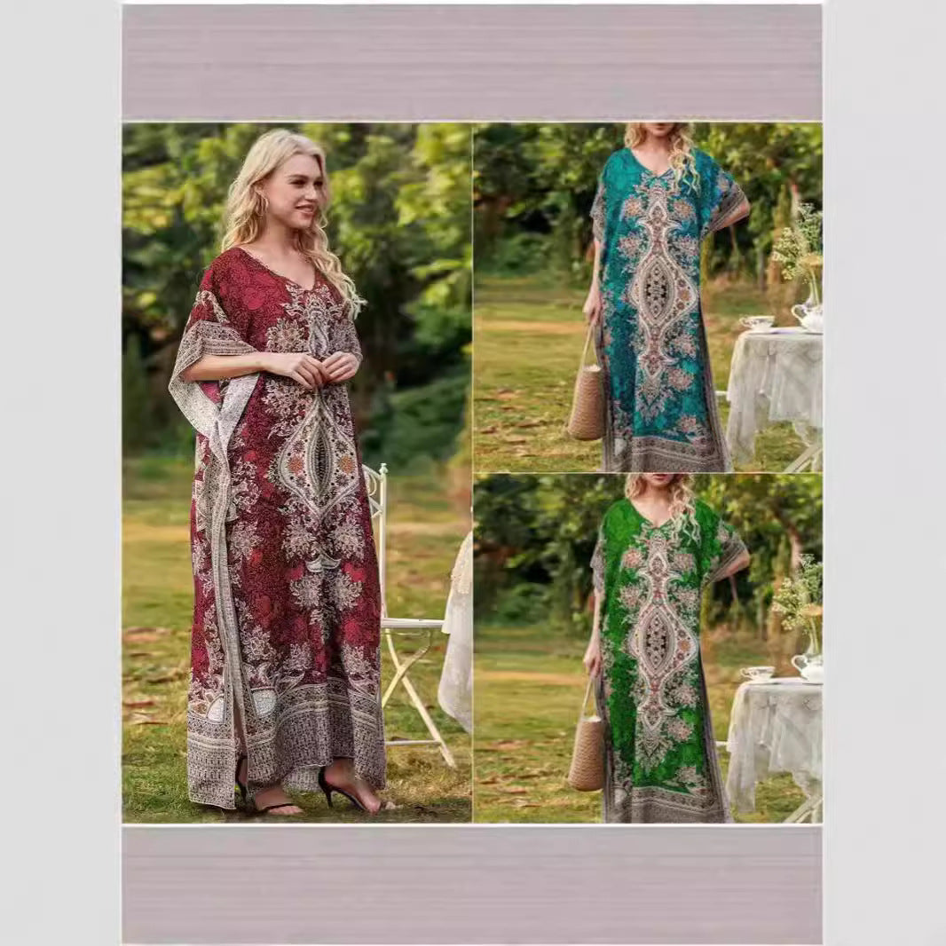 Damen Maxikleid mit detailliertem Floral- und Paisleydesign R&B