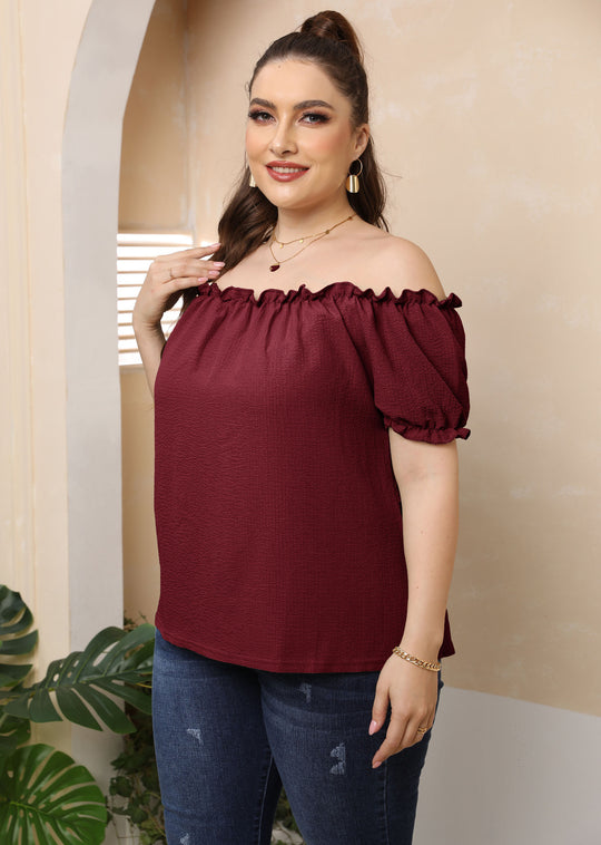 Damen Off-Shoulder Oberteil mit Volant R&B