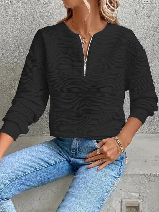 Damen Moderner Sweatshirt mit Halbreißverschluss und strukturiertem Design R&B