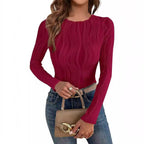 Damen Langarmshirt mit strukturiertem Wellenmuster R&B