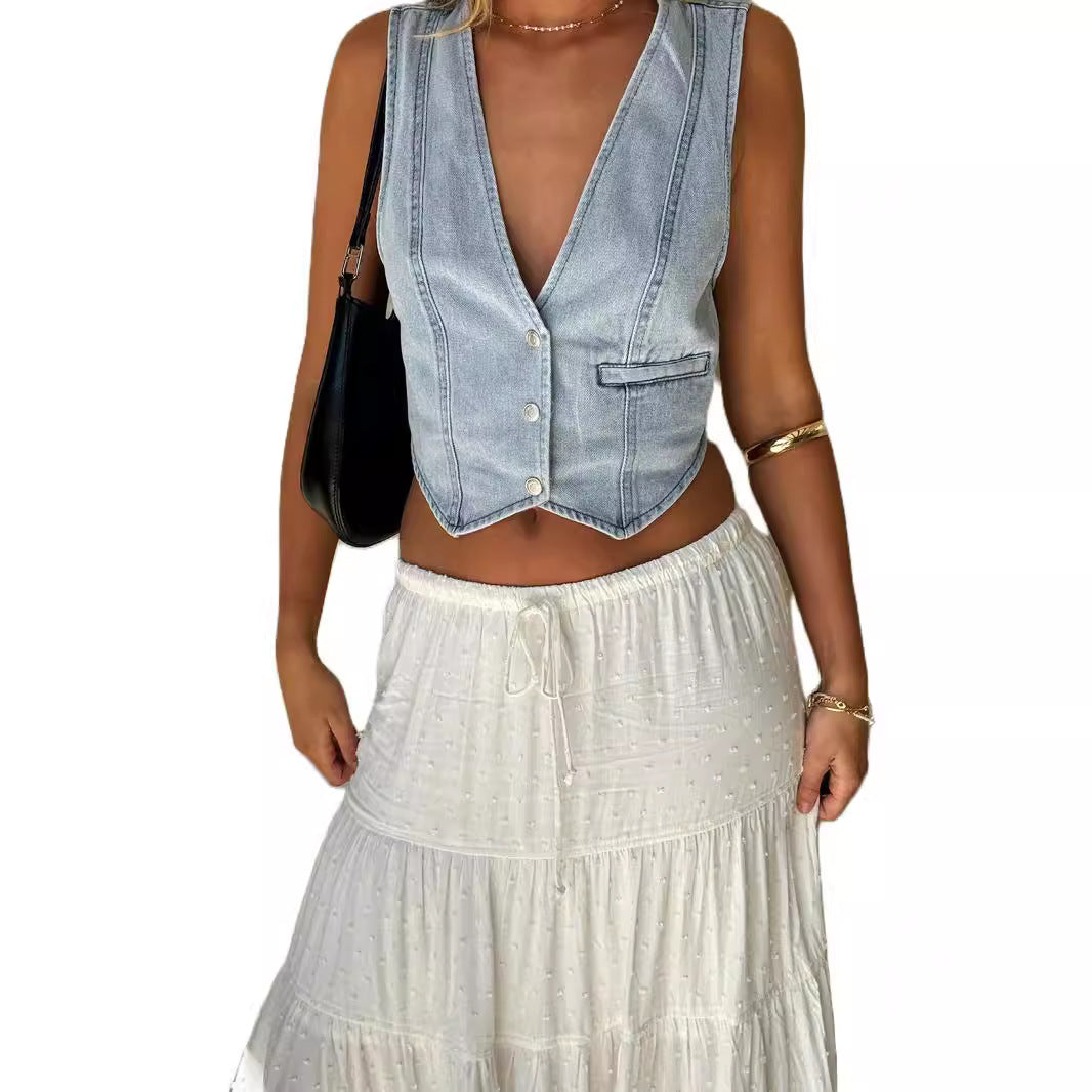 Damen Jeans-Weste mit schmaler Passform und modernem Schnitt R&B