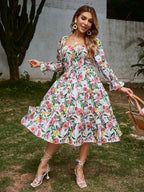 Damen Midikleid mit floralem Print und schmeichelndem Schnitt R&B