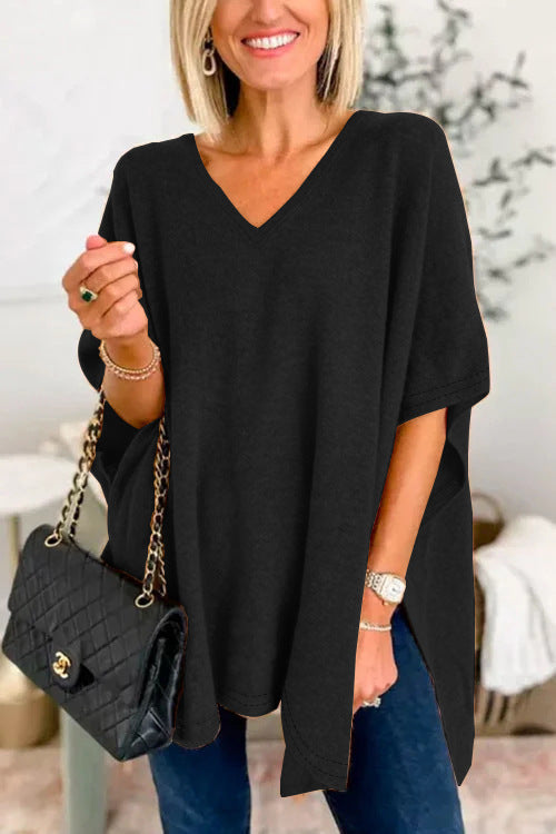 Damen V-Ausschnitt Oversized-Tunika R&B