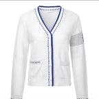 Damen modische Strickjacke mit strukturiertem Design und Taschen R&B