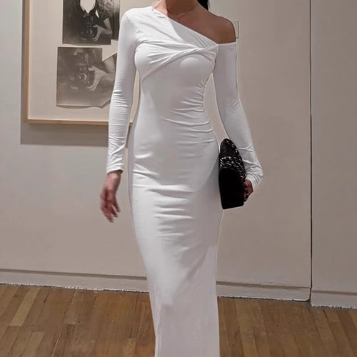 Damen Elegantes Bodycon-Maxikleid mit asymmetrischem Schnitt und tiefem Ausschnitt R&B