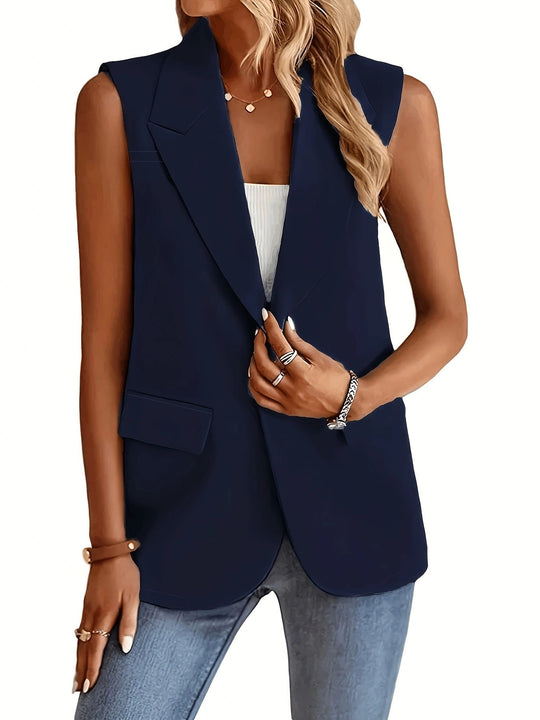 Damen ärmellose Blazerjacke mit Taillenakzenten und praktischen Taschen R&B