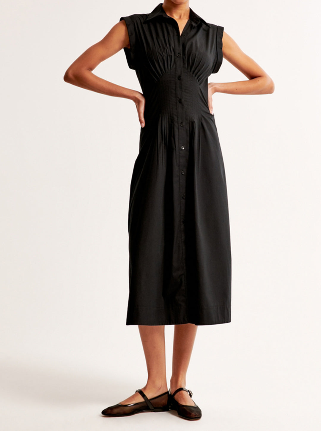 Damen Maxikleid mit Schulterklappen und klassischem Knopfverschluss R&B