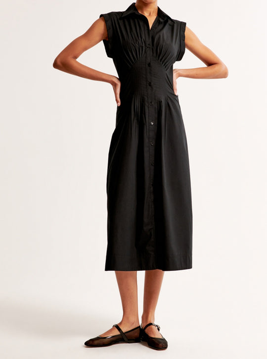 Damen Maxikleid mit Schulterklappen und klassischem Knopfverschluss R&B