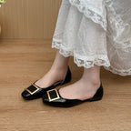 Damen elegante Slip-On Ballerinas mit goldenen Schnallen R&B