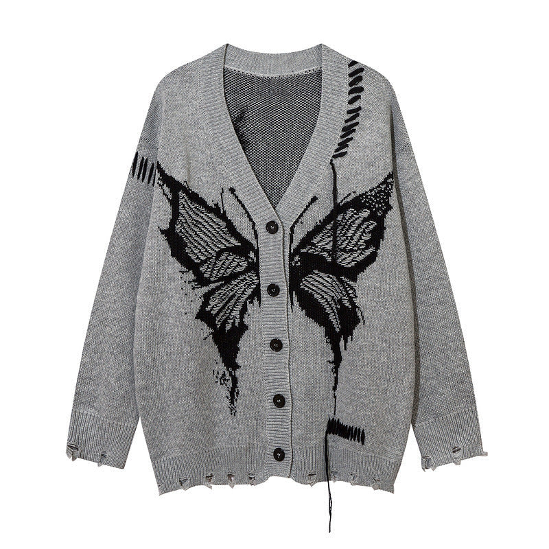 Damen Strickjacke mit kreativem Schmetterlingsdesign und lässigem Schnitt R&B