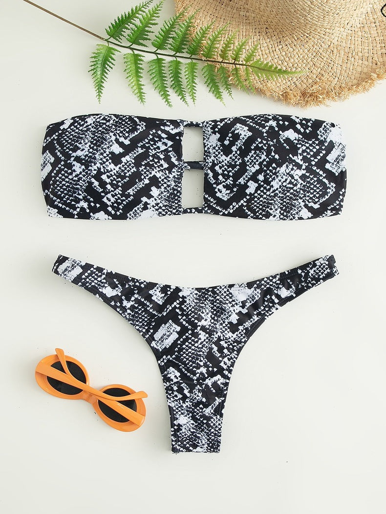 Damen Bandeau-Bikini-Set mit modischem Cut-Out