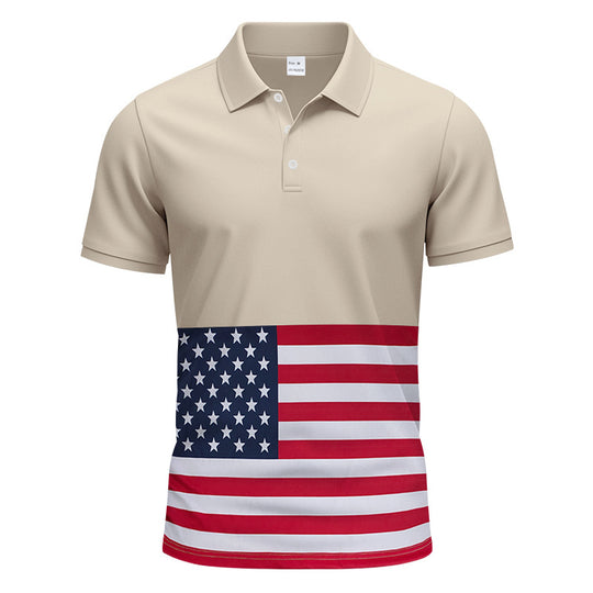 Herren Poloshirt mit einzigartigem Flaggenmotiv und moderner Passform R&B