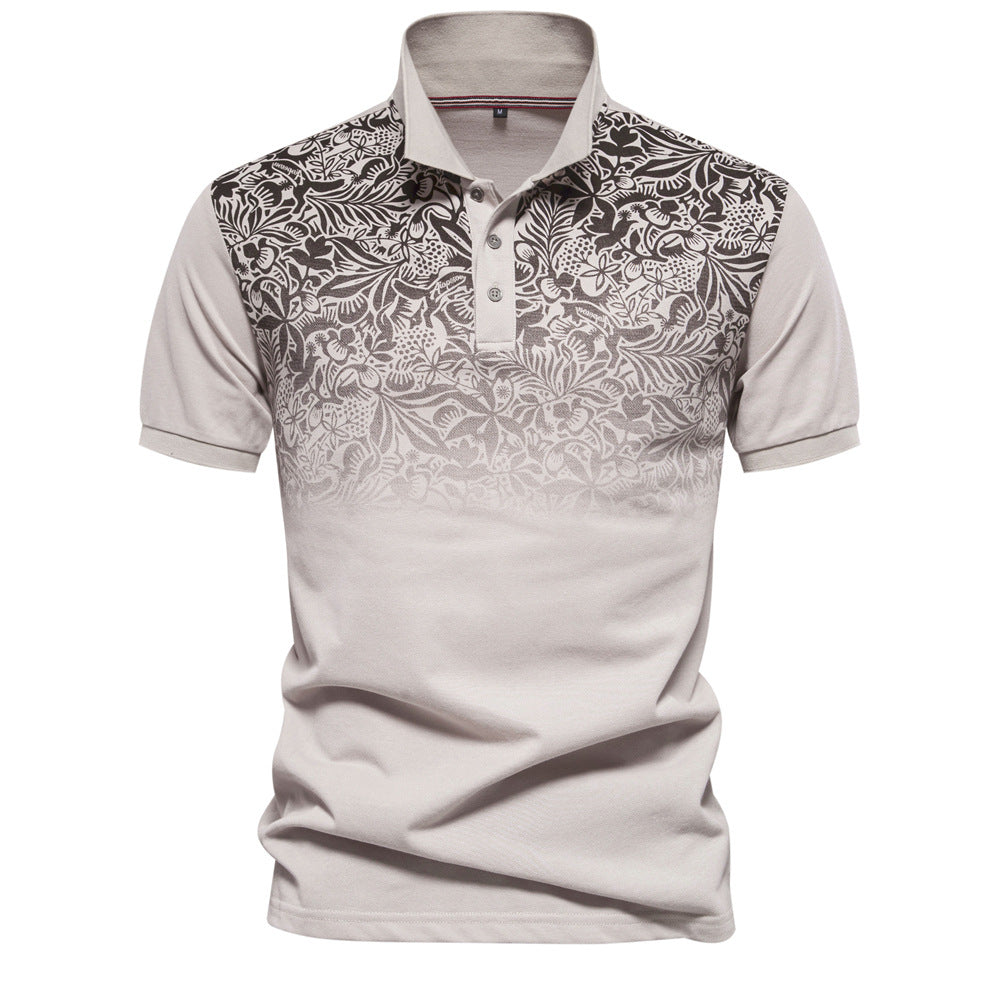 Herren Poloshirt mit floralen Ornamenten und klassischem Kragen R&B