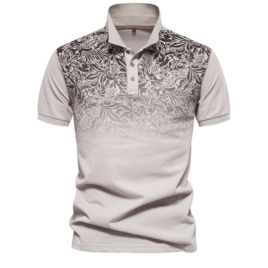 Herren Poloshirt mit floralen Ornamenten und klassischem Kragen R&B