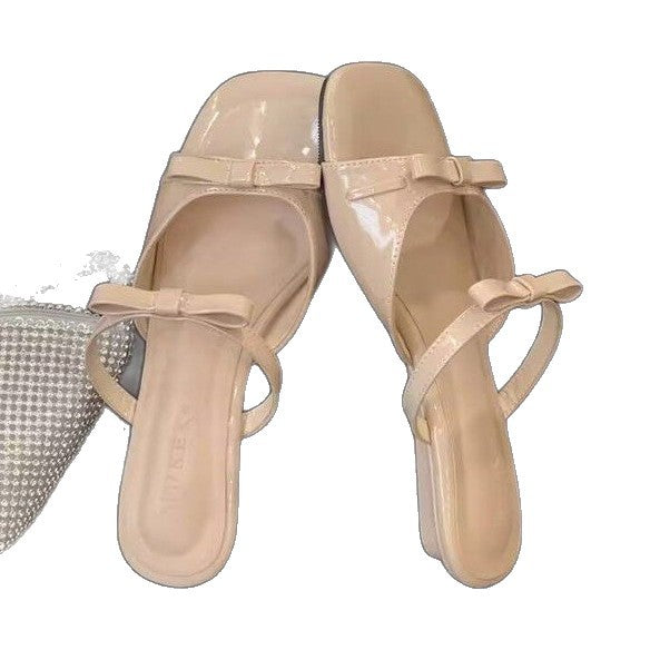 Damen modische Riemchen-Pantoletten mit eleganten Schleifen R&B